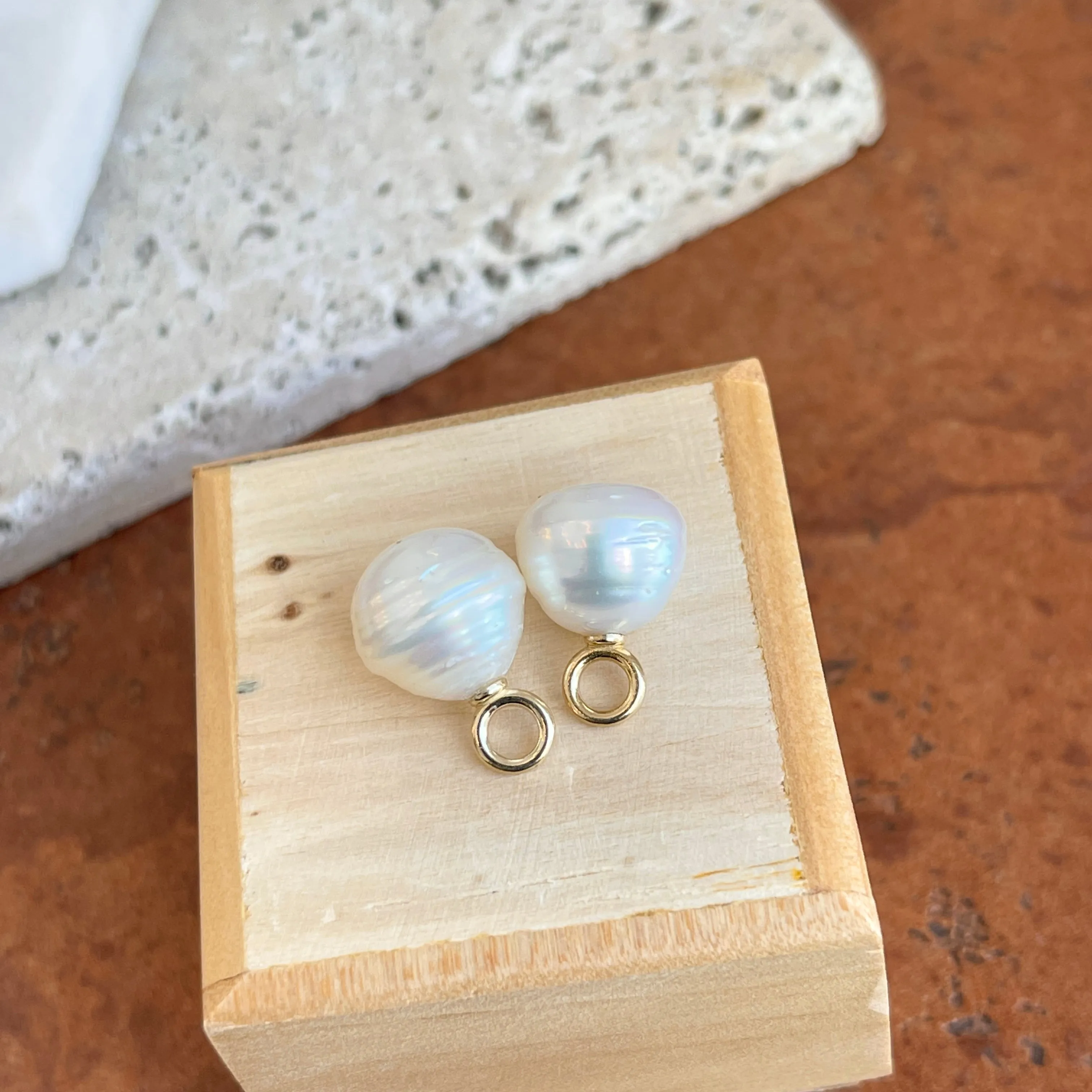 10KT Yellow Gold Paspaley South Sea Pearl Earring Charms 12mm