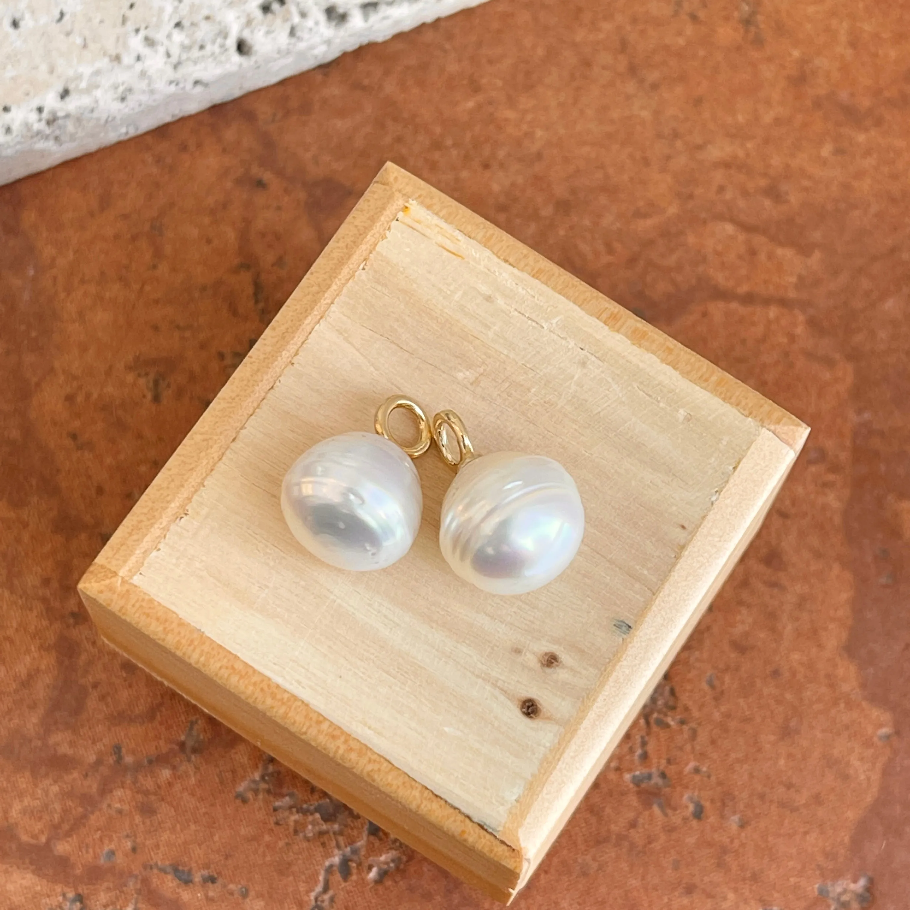 10KT Yellow Gold Paspaley South Sea Pearl Earring Charms 12mm