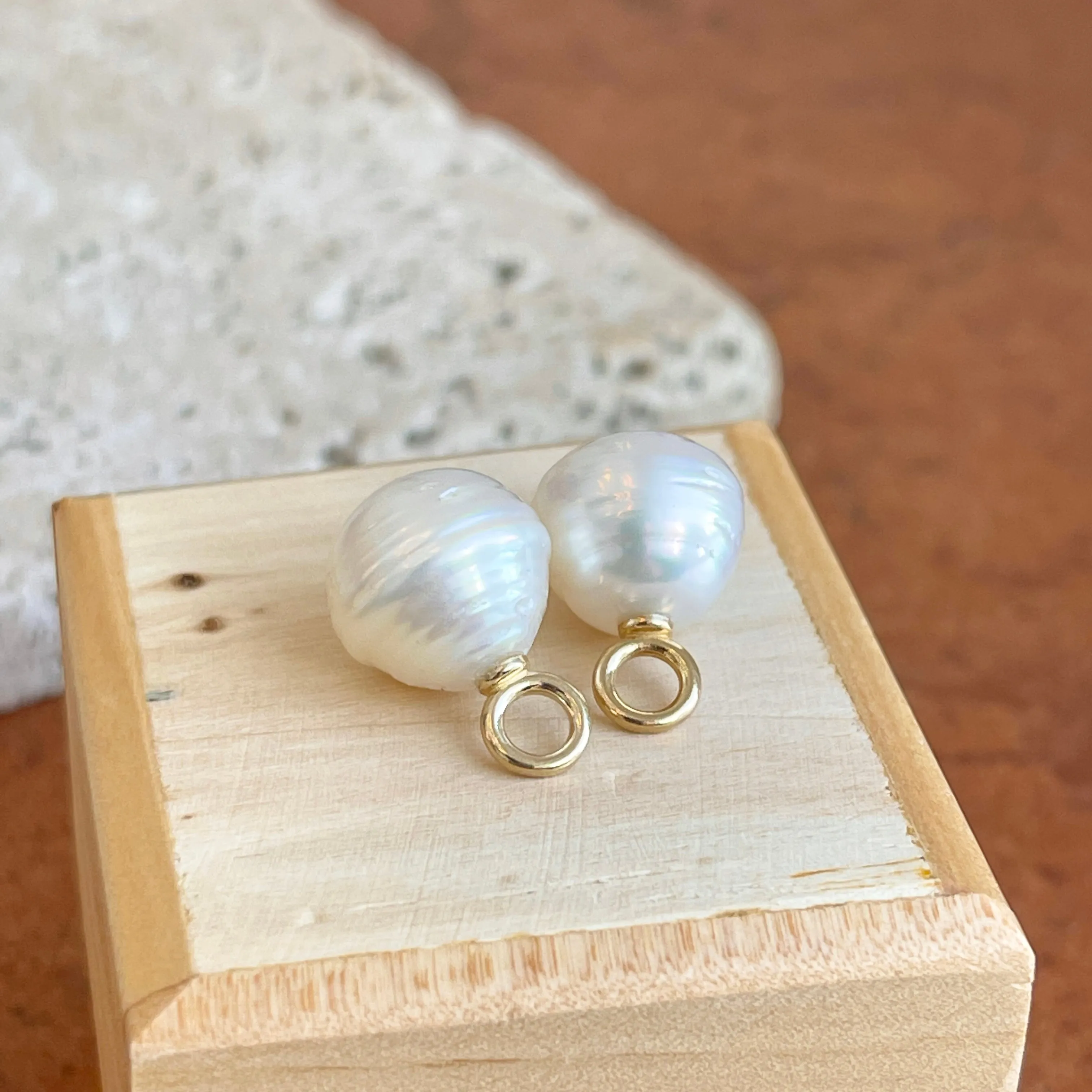 10KT Yellow Gold Paspaley South Sea Pearl Earring Charms 12mm
