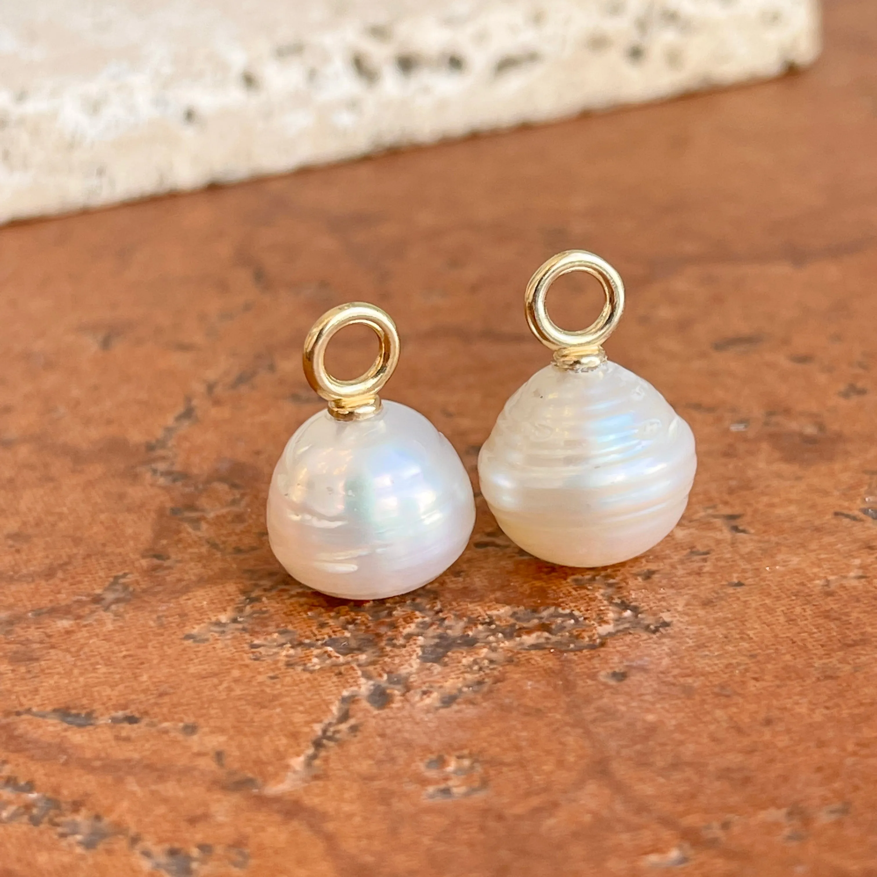 10KT Yellow Gold Paspaley South Sea Pearl Earring Charms 12mm