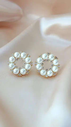 14 Karats Gold Plated Vintage Geometric Stud Earrings