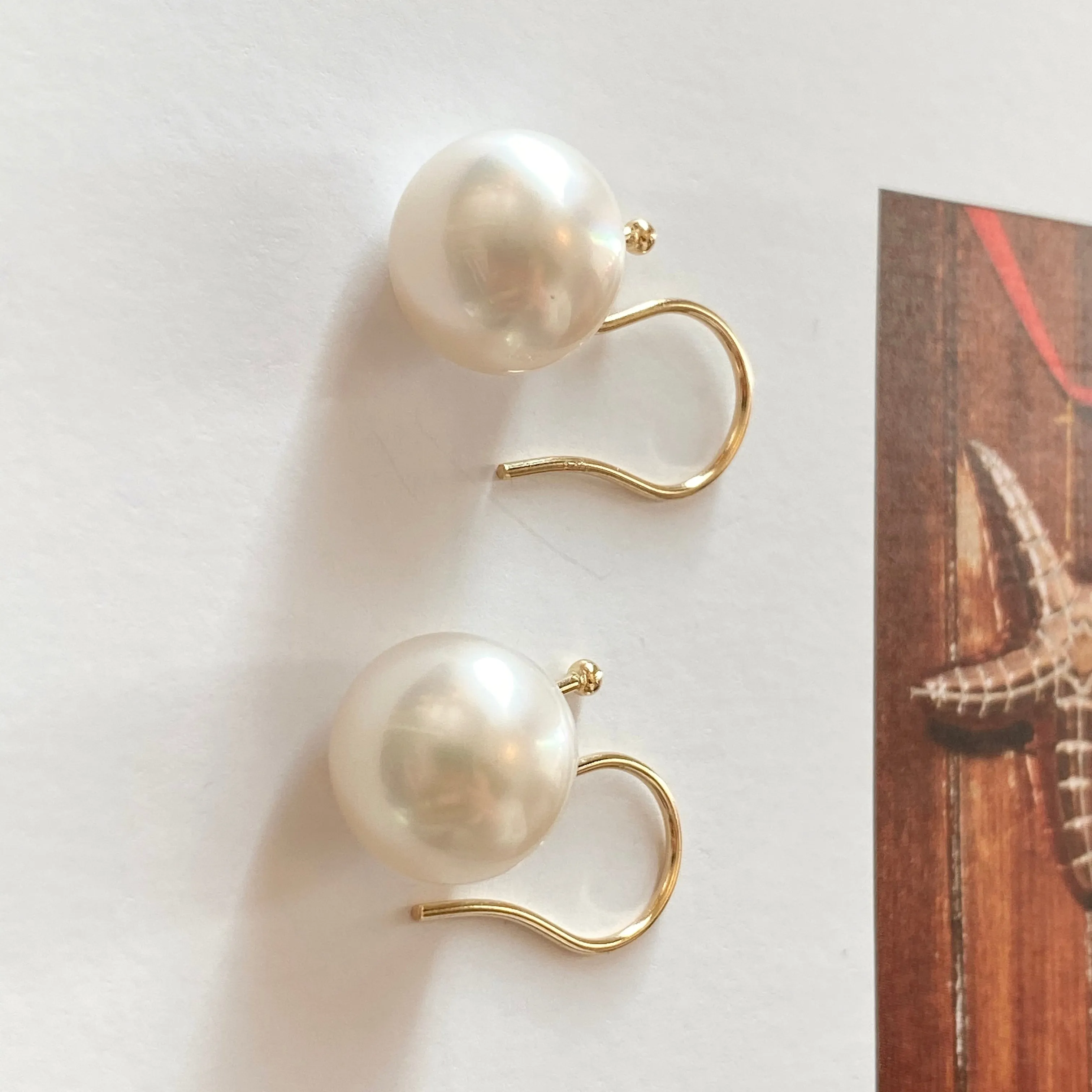 14KT Yellow Gold Paspaley Pearl Bishop Hook Earrings