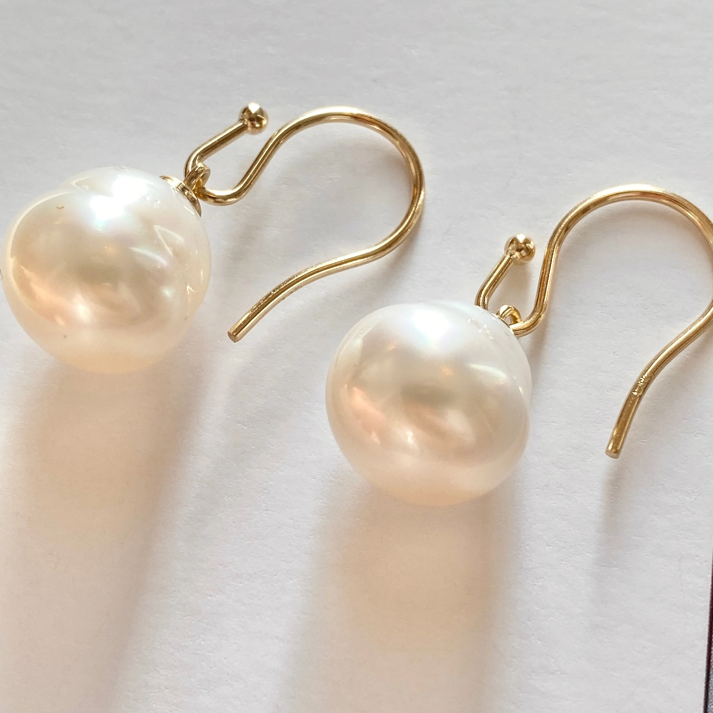 14KT Yellow Gold Paspaley Pearl Bishop Hook Earrings