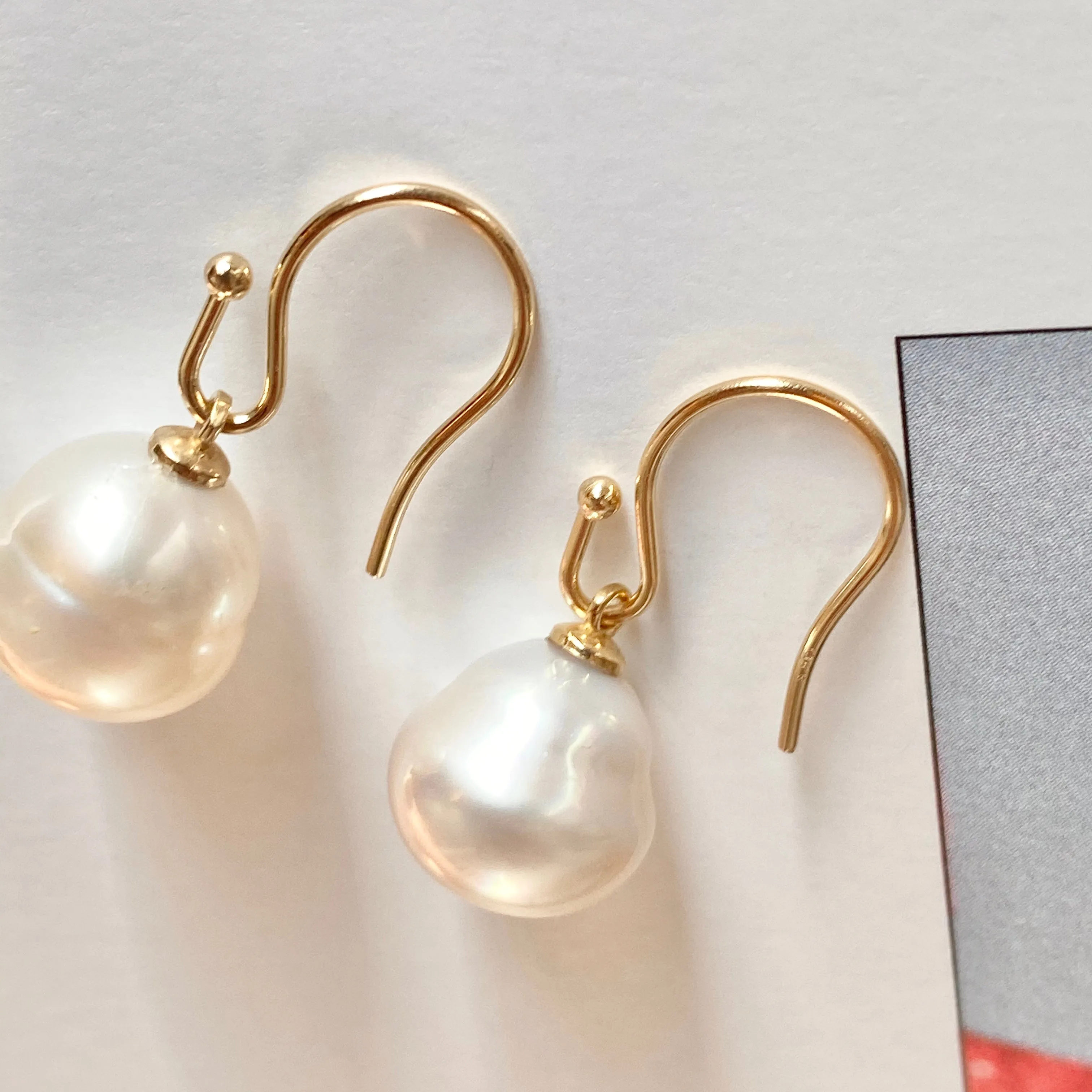 14KT Yellow Gold Paspaley Pearl Bishop Hook Earrings