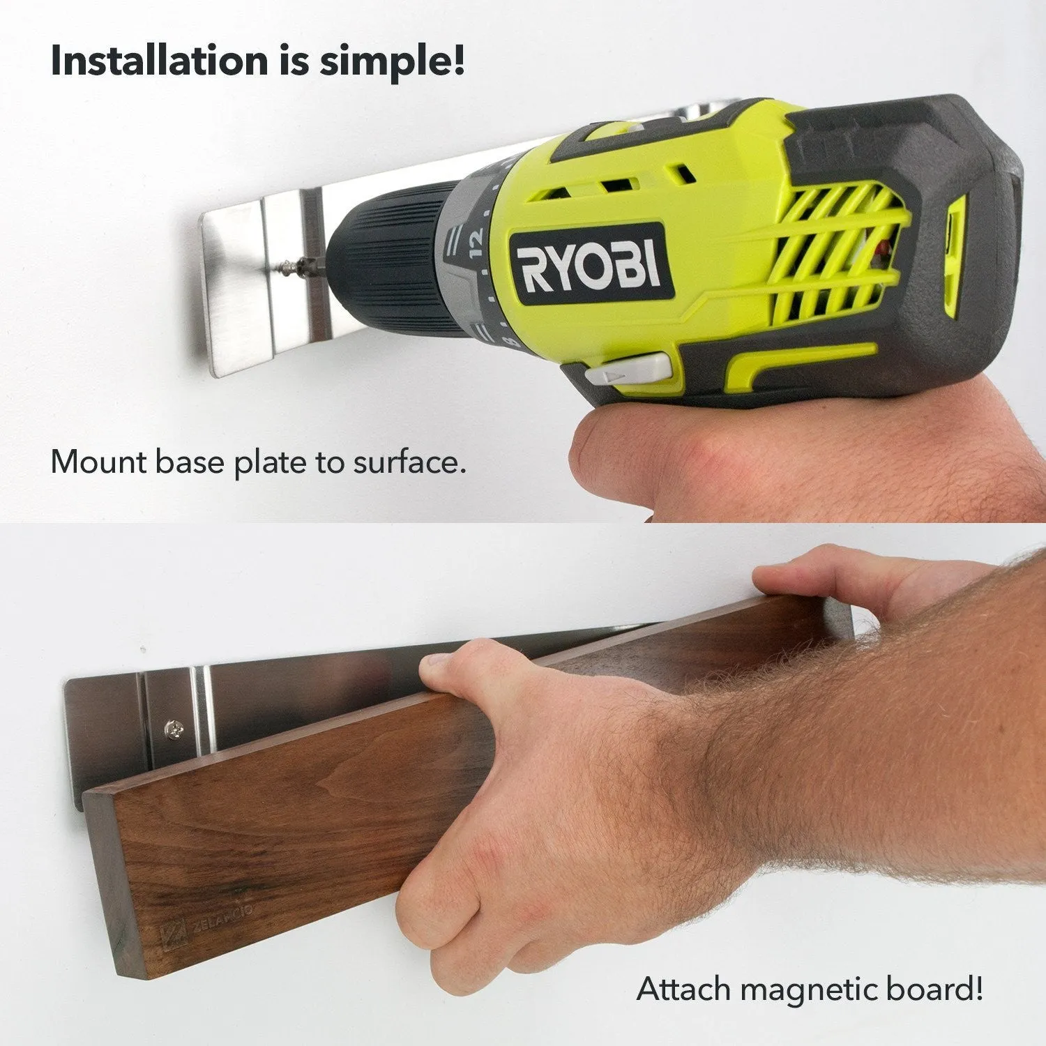 16-Inch Magnetic Knife Holder, Wall Mounted Wooden Knife Strip with Rare Earth Magnets