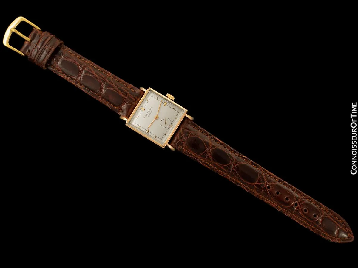 1960 Patek Philippe Vintage Mens Handwound Square Dress Watch, Ref. 2475 - 18K Rose Gold