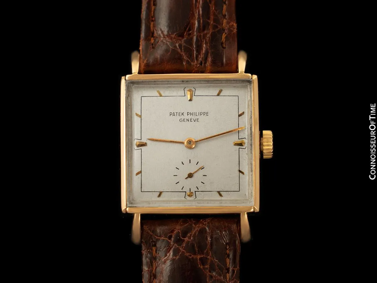 1960 Patek Philippe Vintage Mens Handwound Square Dress Watch, Ref. 2475 - 18K Rose Gold