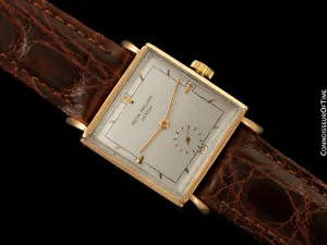 1960 Patek Philippe Vintage Mens Handwound Square Dress Watch, Ref. 2475 - 18K Rose Gold