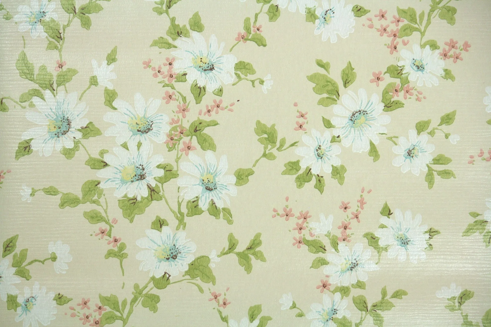 1960s Floral Vintage Wallpaper