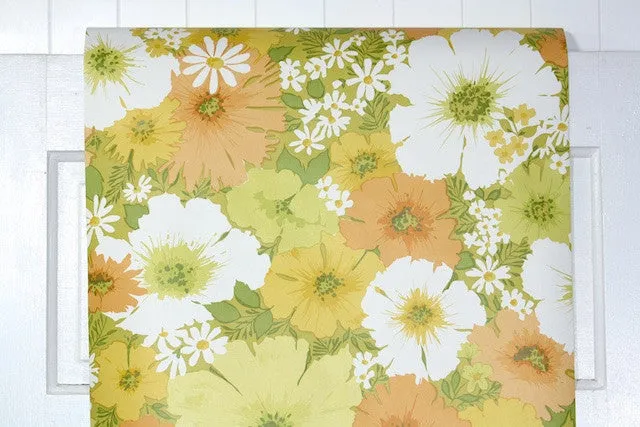 1970s Floral Vintage Wallpaper