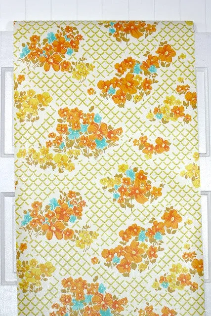 1970s Floral Vintage Wallpaper