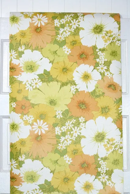 1970s Floral Vintage Wallpaper