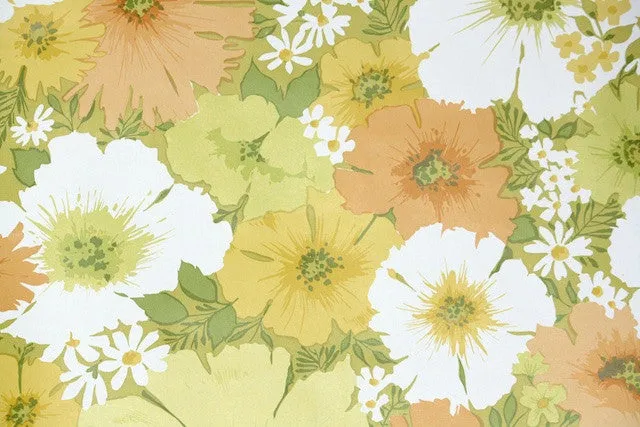 1970s Floral Vintage Wallpaper