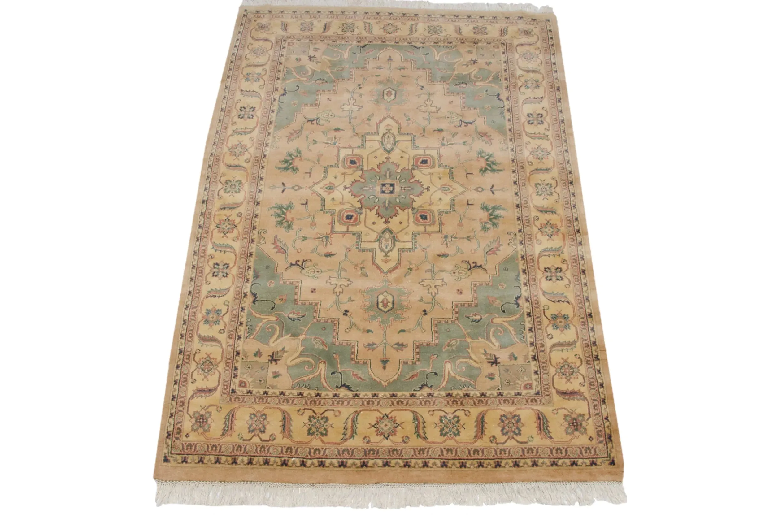 6x9 Vintage Tea Washed Indian Heriz Design Carpet