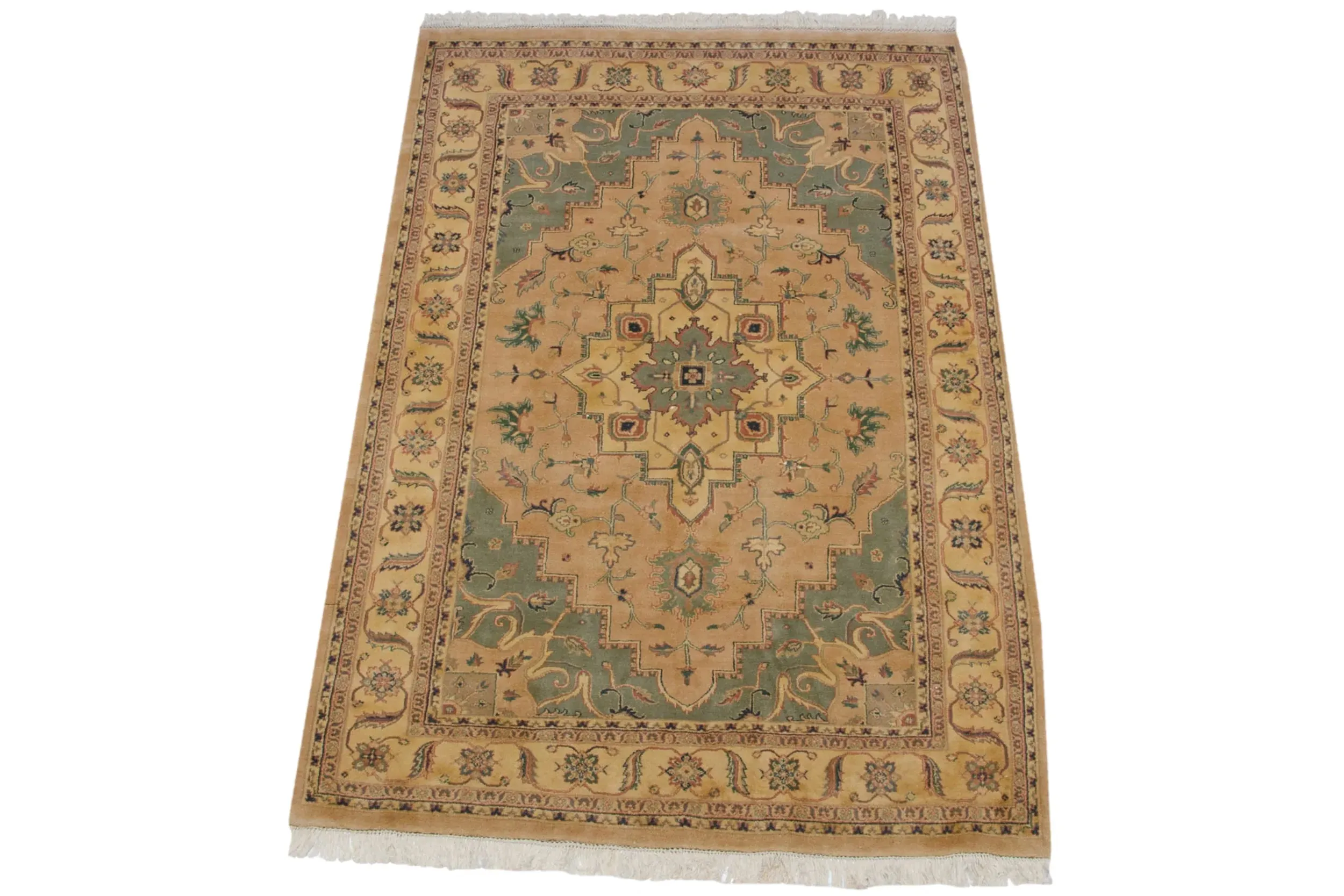 6x9 Vintage Tea Washed Indian Heriz Design Carpet