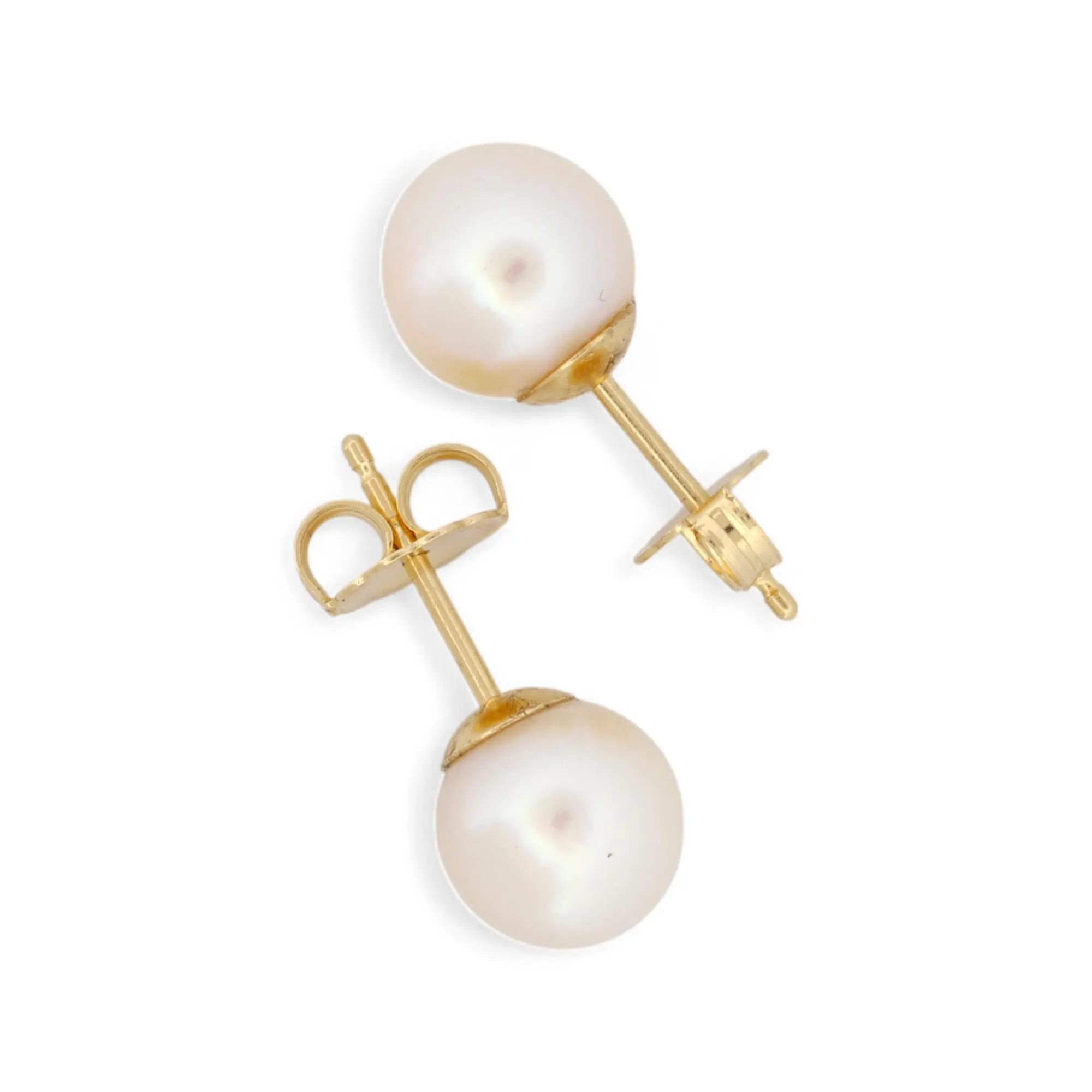 7.5mm Cultured Pearl Stud Earrings in 18k Yellow Gold