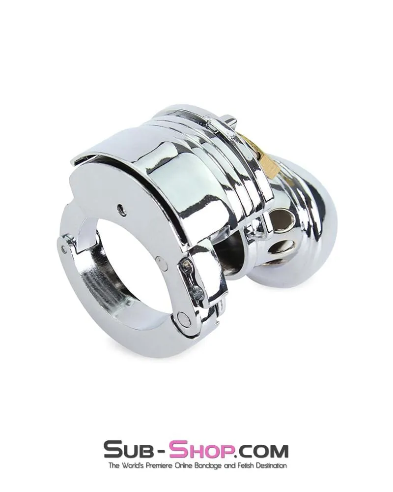 7889M      Locked Away Steel Locking Chastity With 3 Length Spacers and 5 Cock Cuff Size Positions