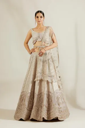 Abalone grey gold lehenga