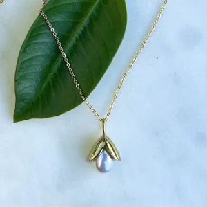 Acorn Pearl Necklace - Brass, Indonesia