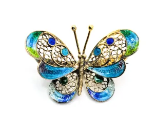 ALIOTO ADRIANA filigree gold gilt enamel signed vintage butterfly brooch Italian