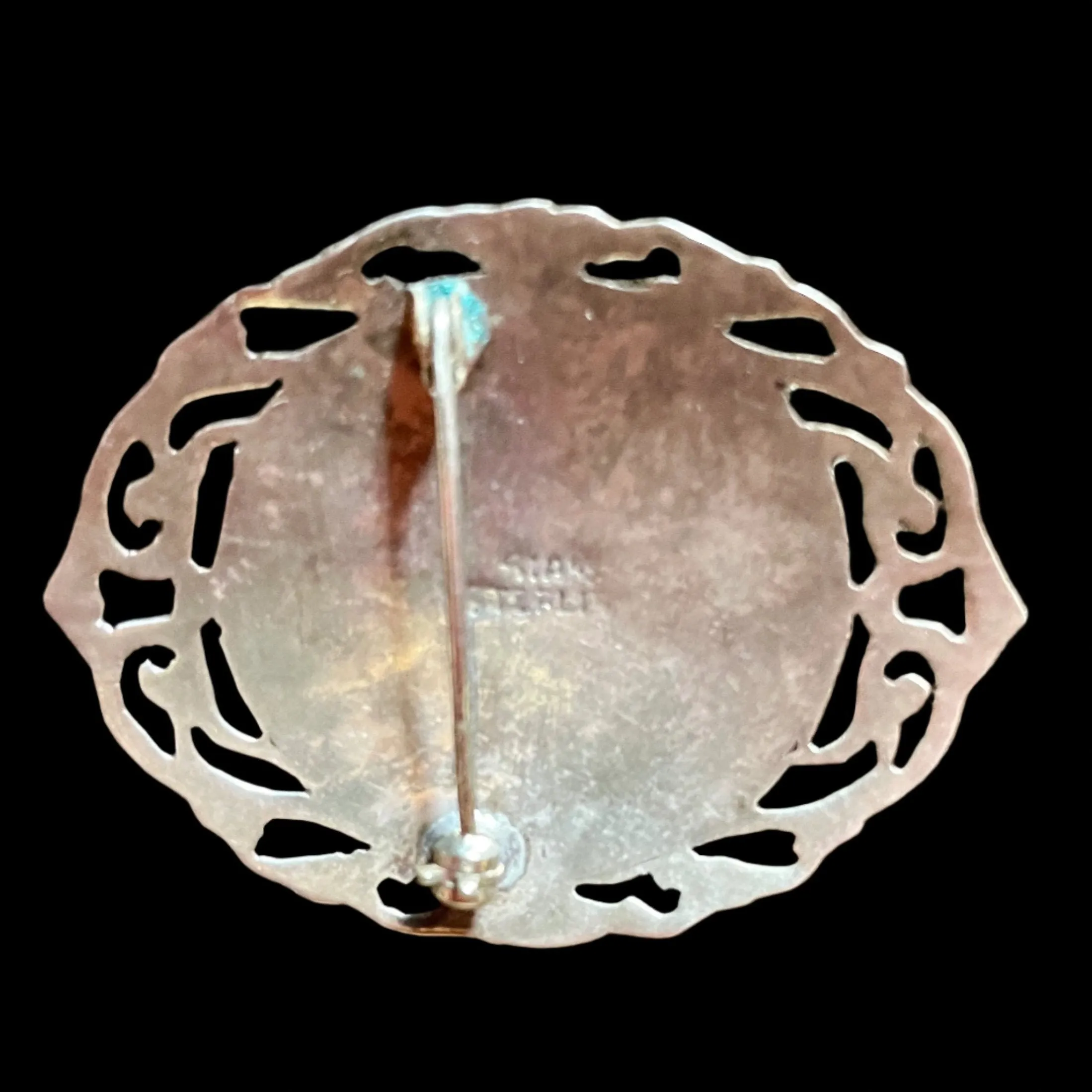 Antique Asian Pendant Made From A Pin. Very Old Silver with unusual Enamel Work Mermaid Goddess In Battle
