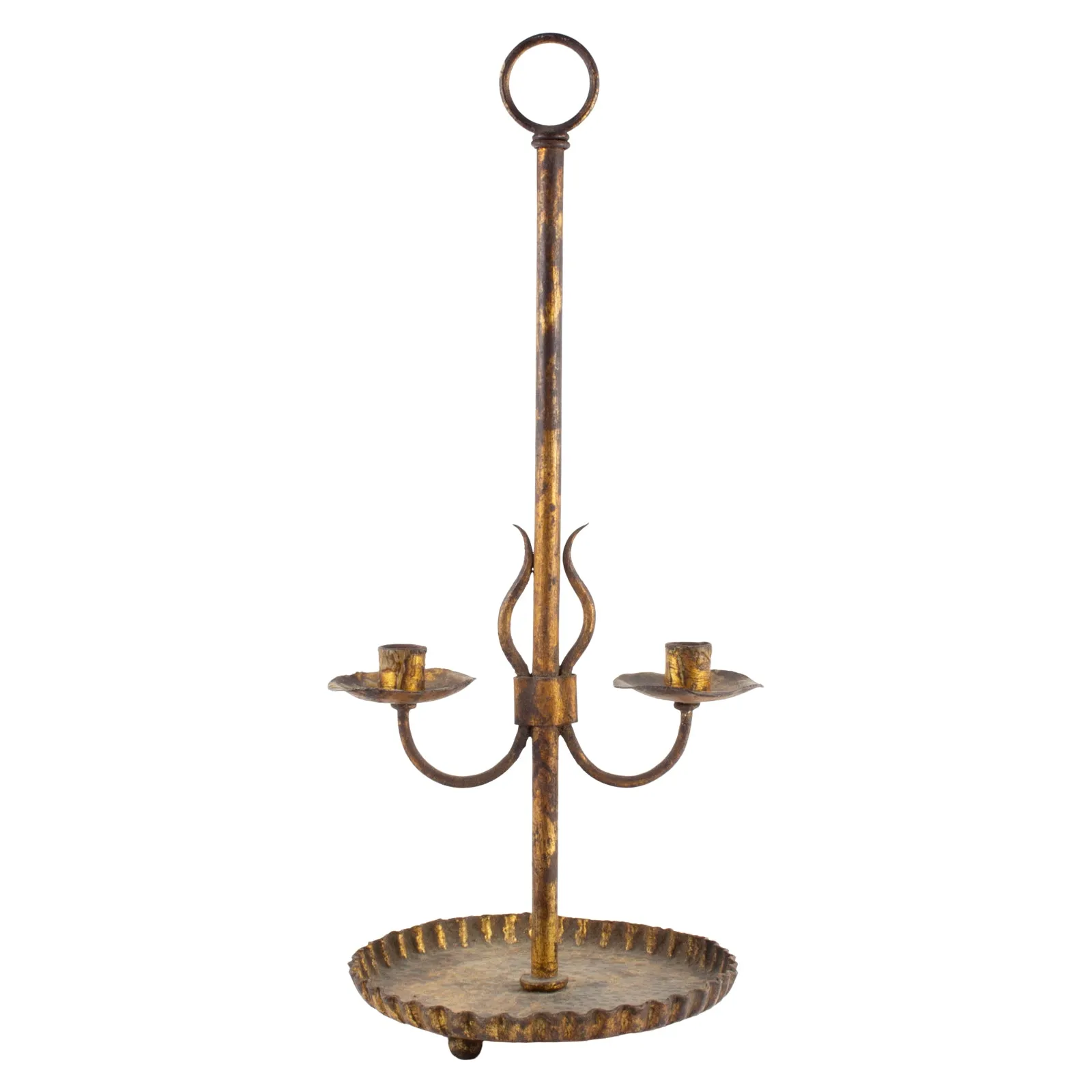 Antique Spanish Gilt Metal Standing Candelabra