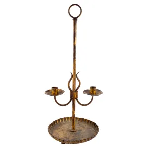 Antique Spanish Gilt Metal Standing Candelabra