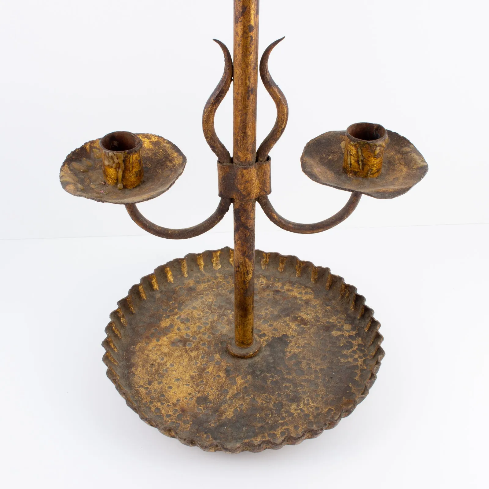 Antique Spanish Gilt Metal Standing Candelabra