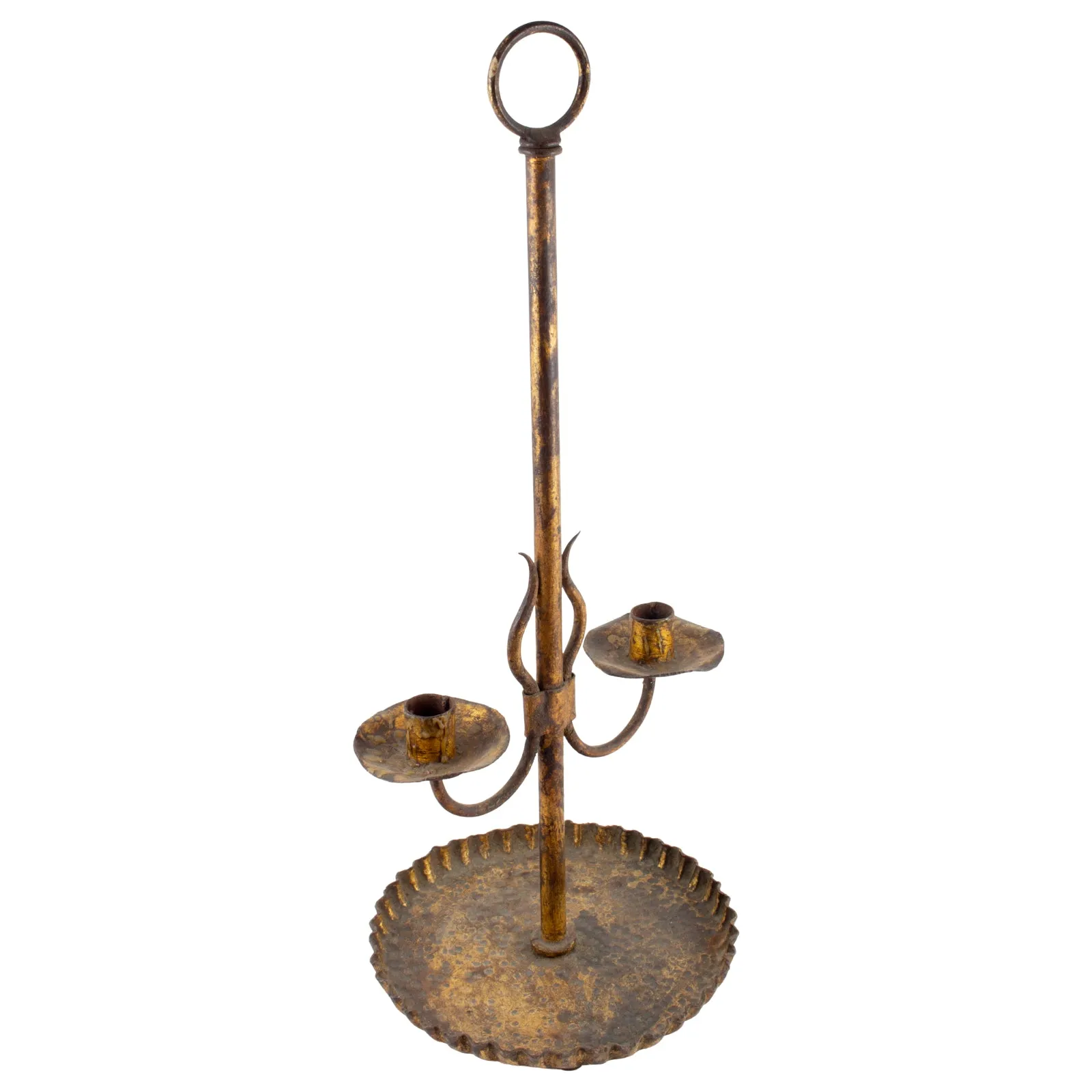 Antique Spanish Gilt Metal Standing Candelabra