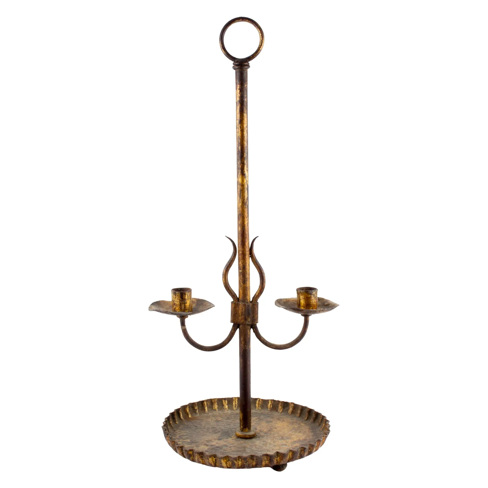 Antique Spanish Gilt Metal Standing Candelabra