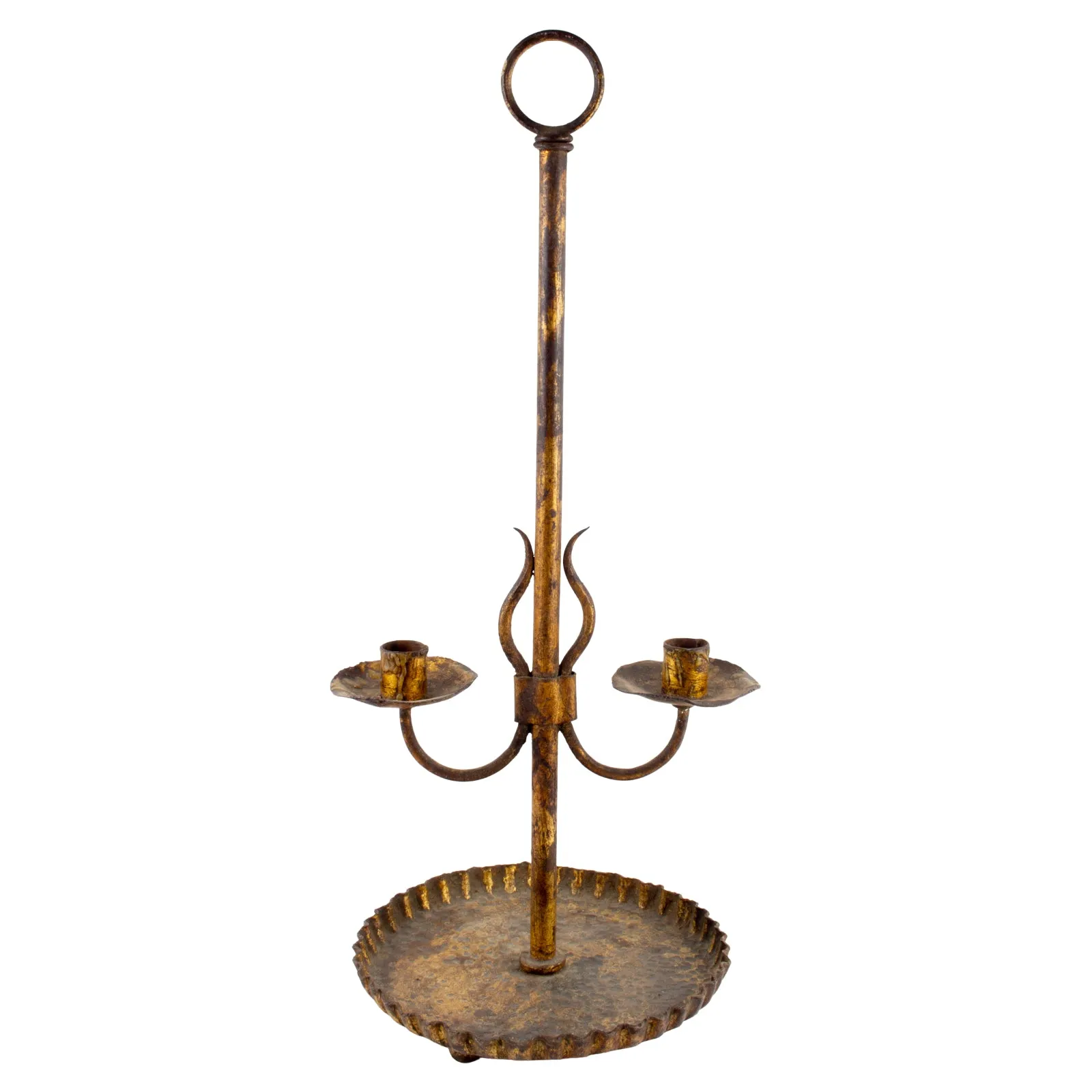 Antique Spanish Gilt Metal Standing Candelabra