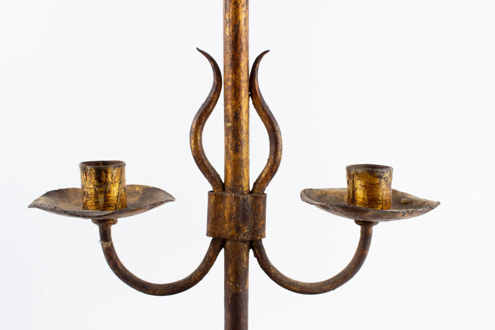 Antique Spanish Gilt Metal Standing Candelabra