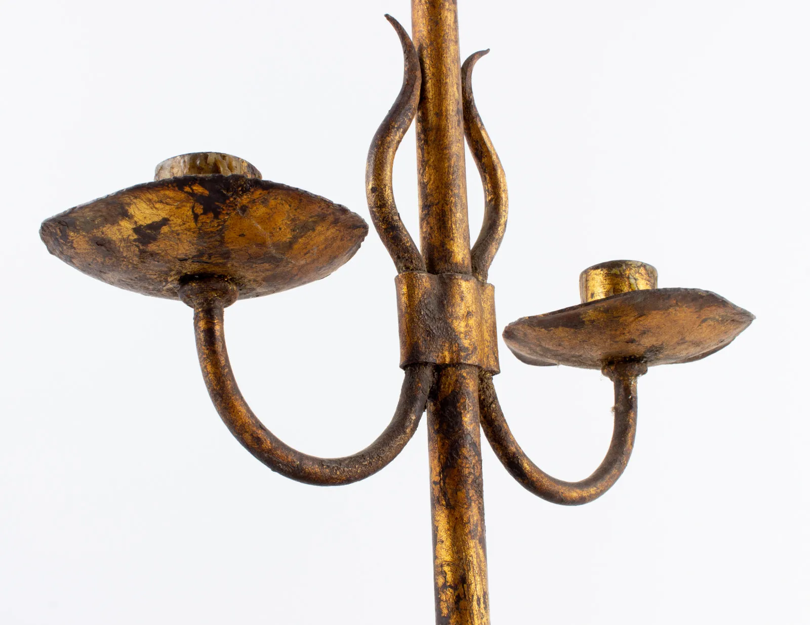 Antique Spanish Gilt Metal Standing Candelabra