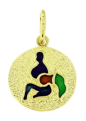 Aquarius Enameled Charm in 14 Karat Gold