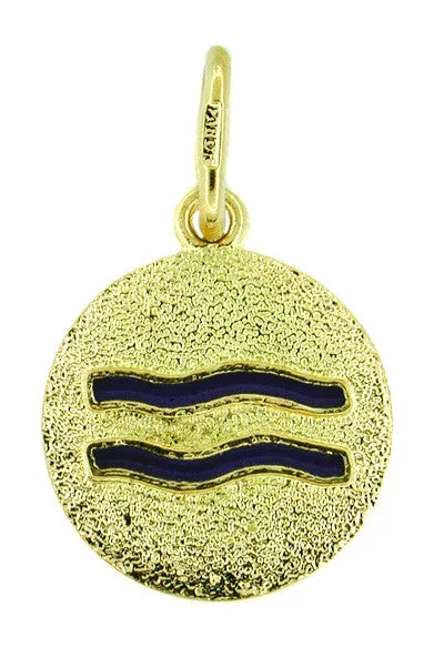 Aquarius Enameled Charm in 14 Karat Gold
