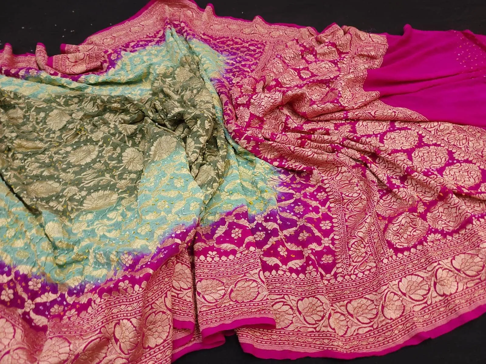 Banarasi Handloom Pure Khaddi Chiffon Georgette Silk Saree