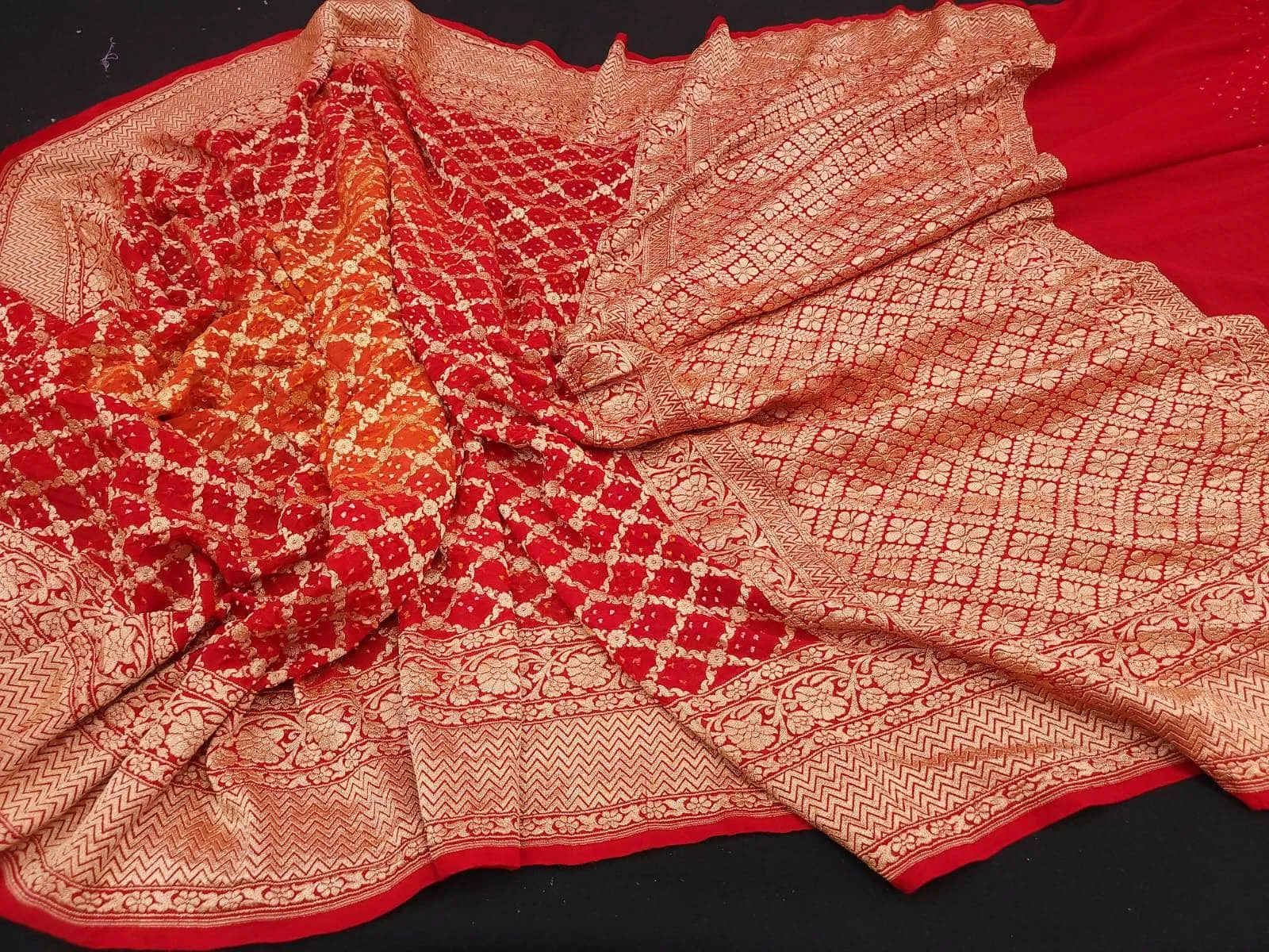 Banarasi Handloom Pure Khaddi Chiffon Georgette Silk Saree