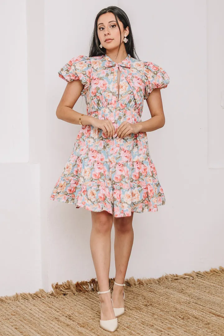 Blossom Tiers Bow Mini Dress