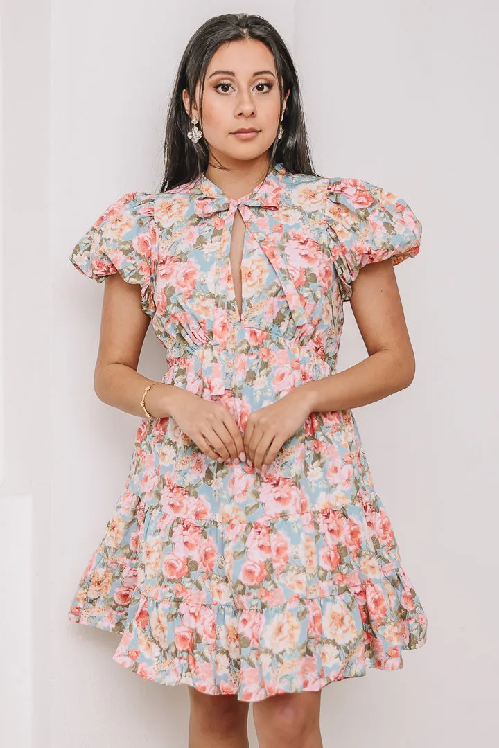 Blossom Tiers Bow Mini Dress