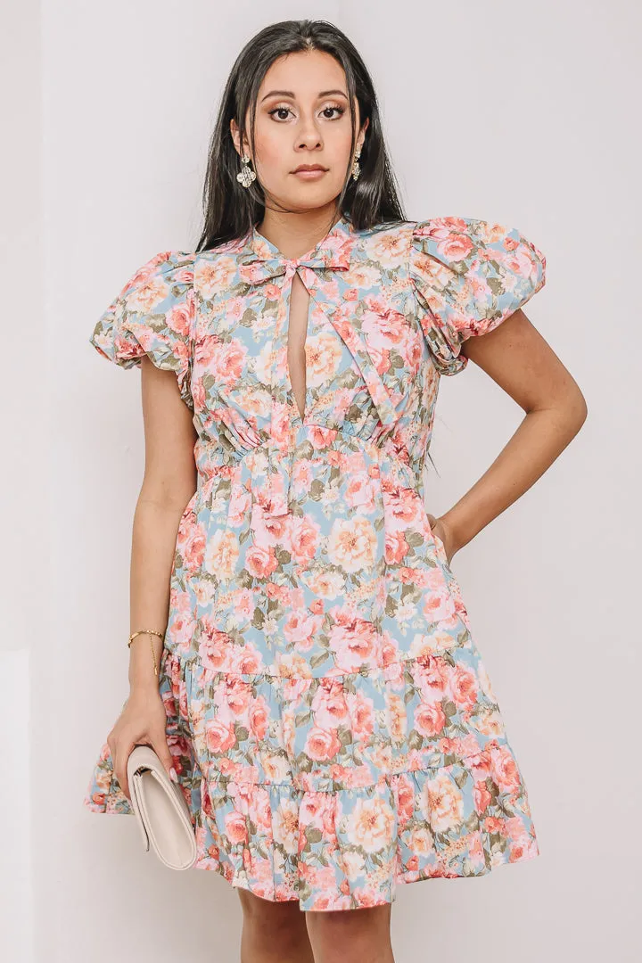 Blossom Tiers Bow Mini Dress
