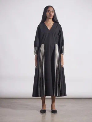 Bodice   I   Dress-V-Neck-Dress-Long-Sleeves-With-Signature-Bound-Pleating-On-The-Front