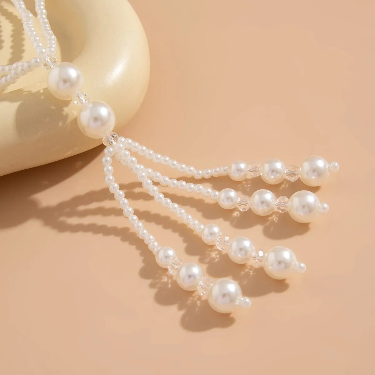 Bohemia Pearl Crystal Tassel Long Chain Y Necklace