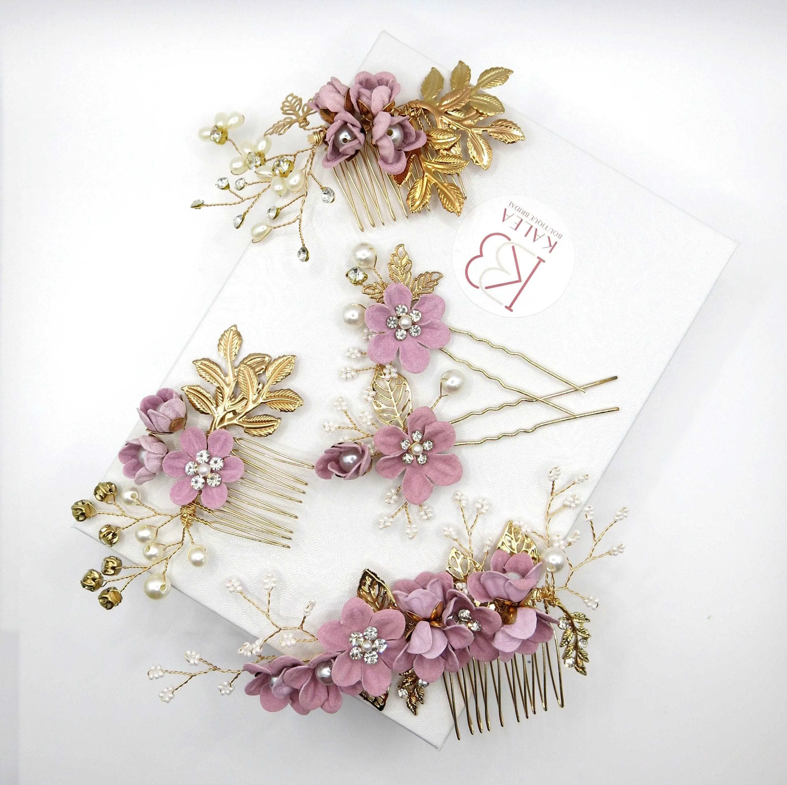 Bridal Lilac Flower 2 PC Hairpin Set, Wedding Velvet Fabric Lavender Hair Pins, Bridesmaid Purple Flower Hairpin Set