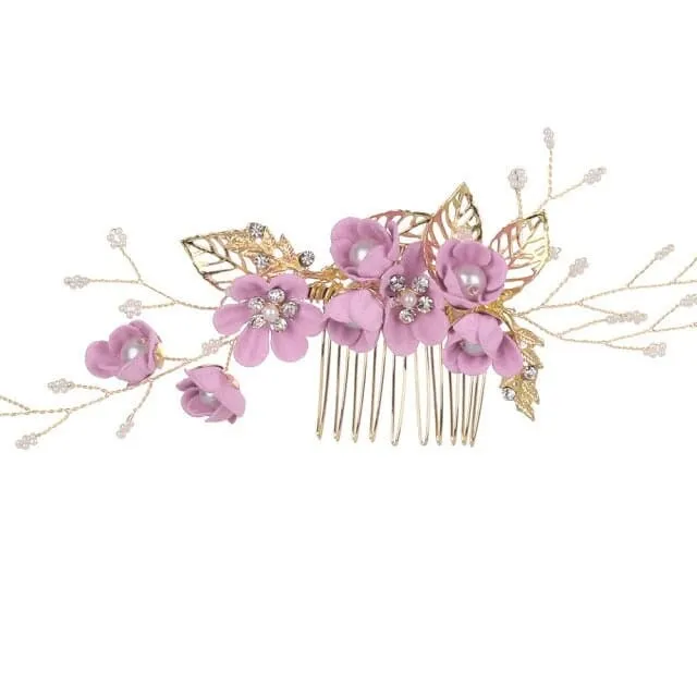 Bridal Lilac Flower 2 PC Hairpin Set, Wedding Velvet Fabric Lavender Hair Pins, Bridesmaid Purple Flower Hairpin Set