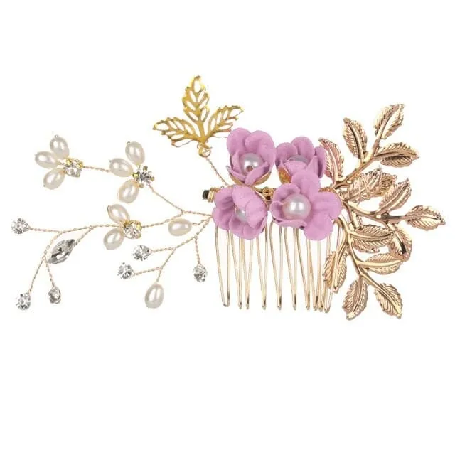Bridal Lilac Flower 2 PC Hairpin Set, Wedding Velvet Fabric Lavender Hair Pins, Bridesmaid Purple Flower Hairpin Set
