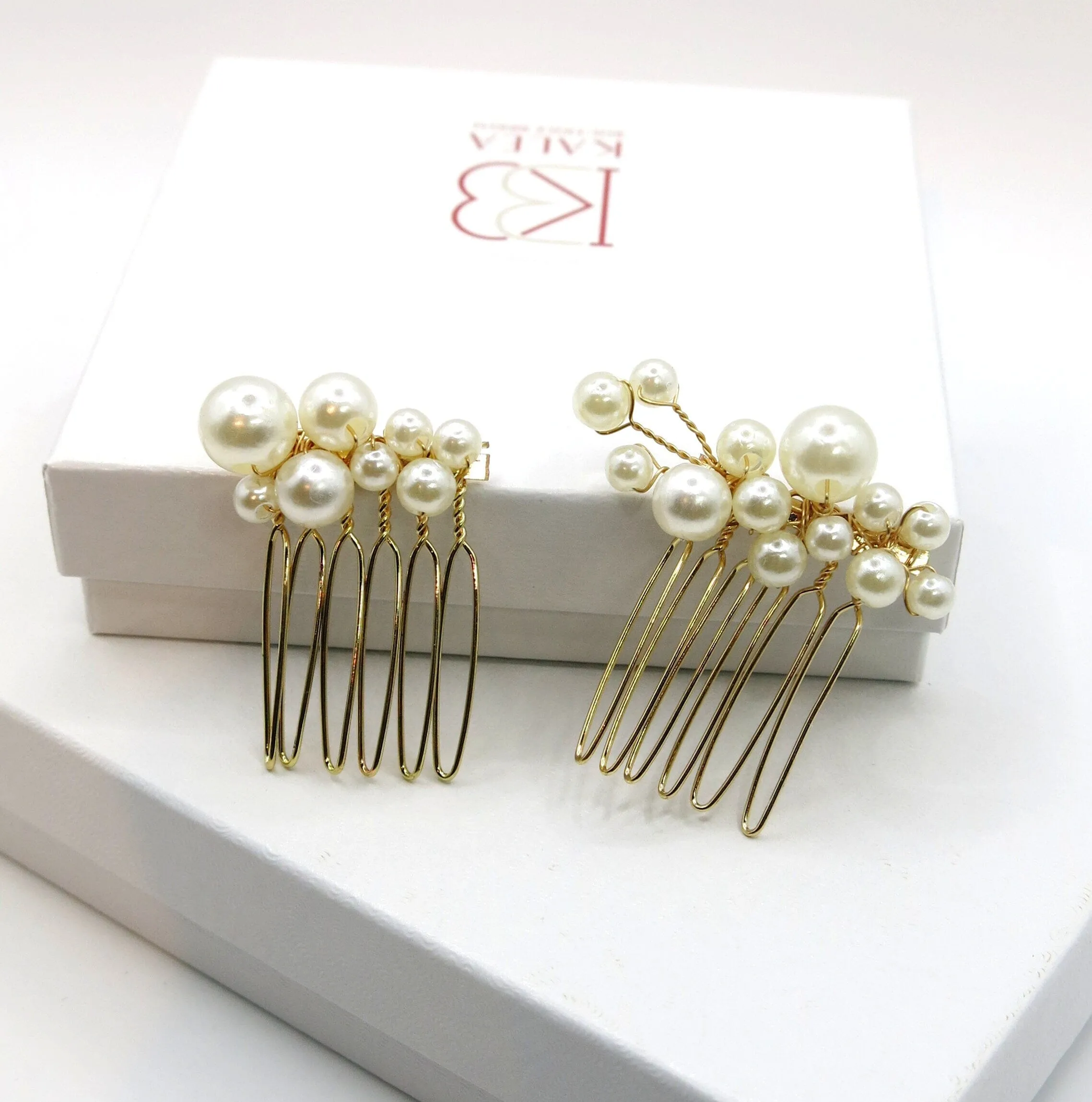 Bridal Pearl Cluster Hair Combs, Wedding Pearl Hair Pieces, Pearl Hair Combs and Hair Pin Set, Bridesmaid Pearl Hairpieces