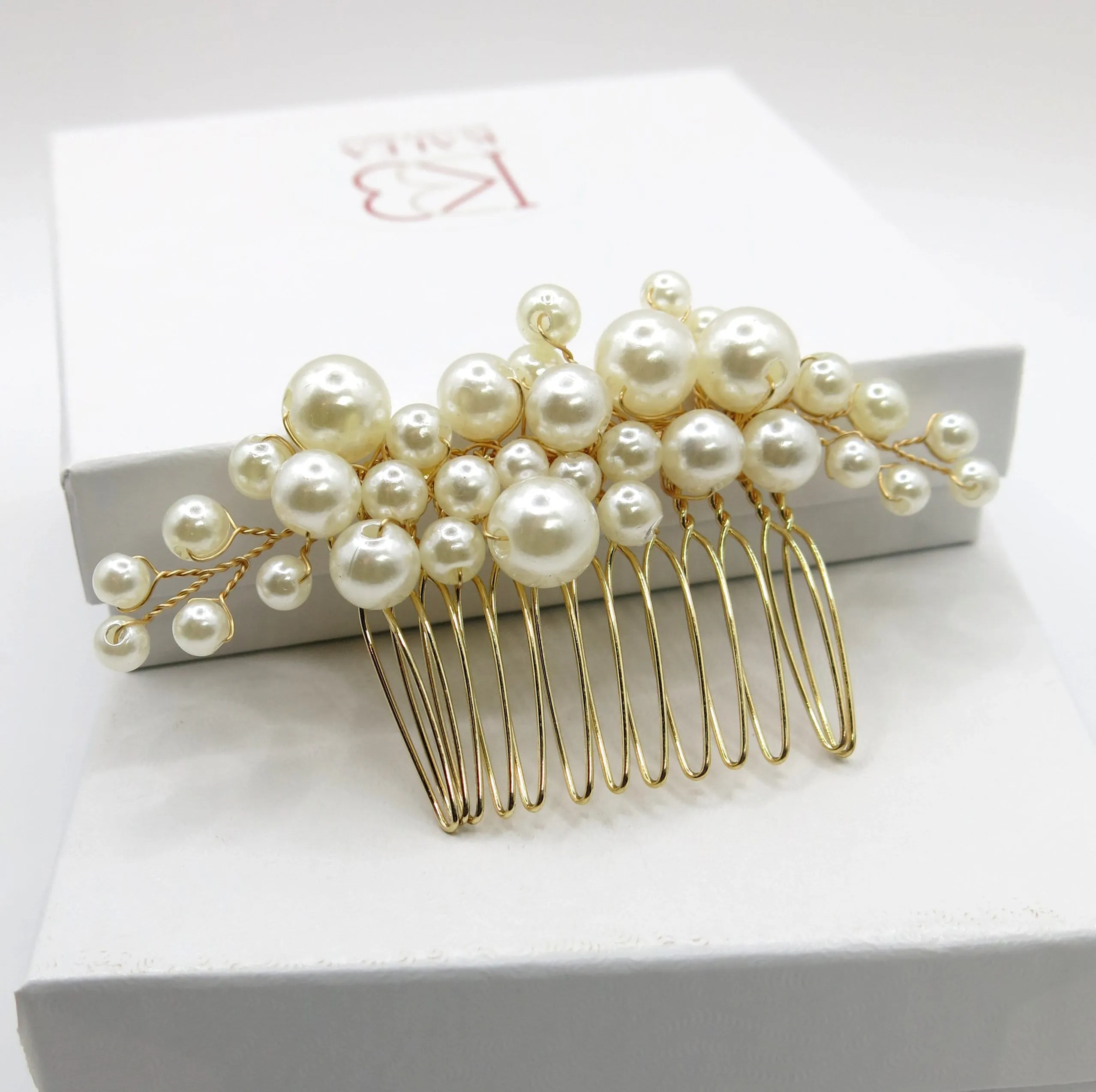 Bridal Pearl Cluster Hair Combs, Wedding Pearl Hair Pieces, Pearl Hair Combs and Hair Pin Set, Bridesmaid Pearl Hairpieces
