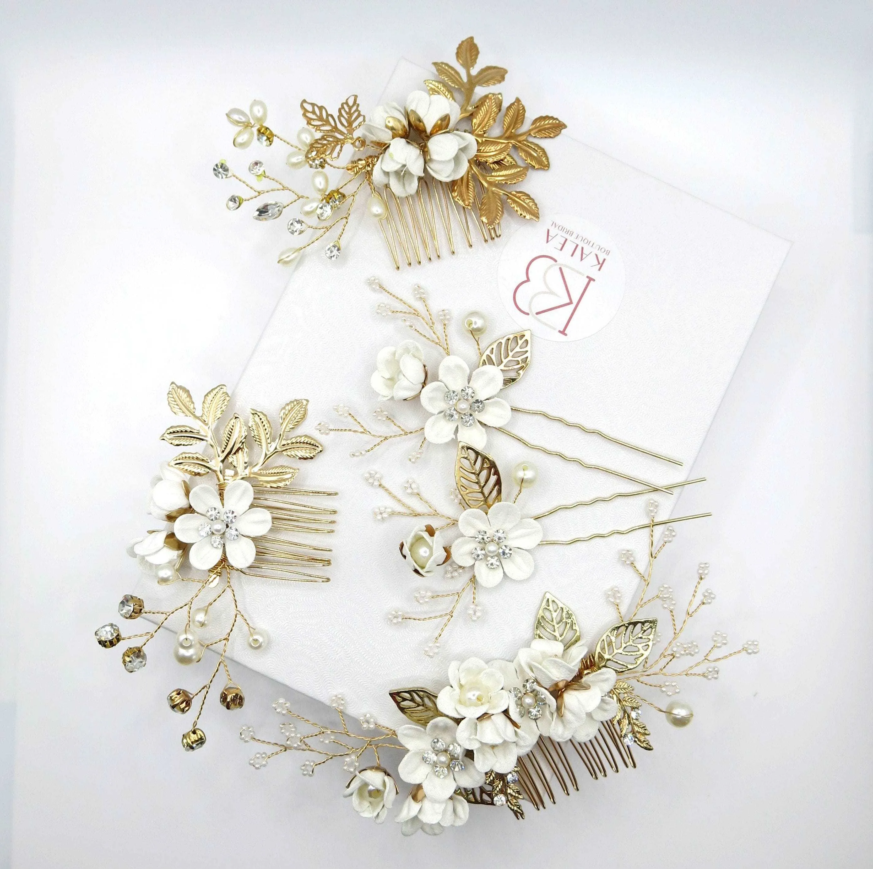 Bridal White Flower 2 PC Hairpin Set, Wedding Fabric Hair Pins, Floral Pearl Wire Hairpiece, Bridesmaid Silk Flower Hairpin 2 PC Set