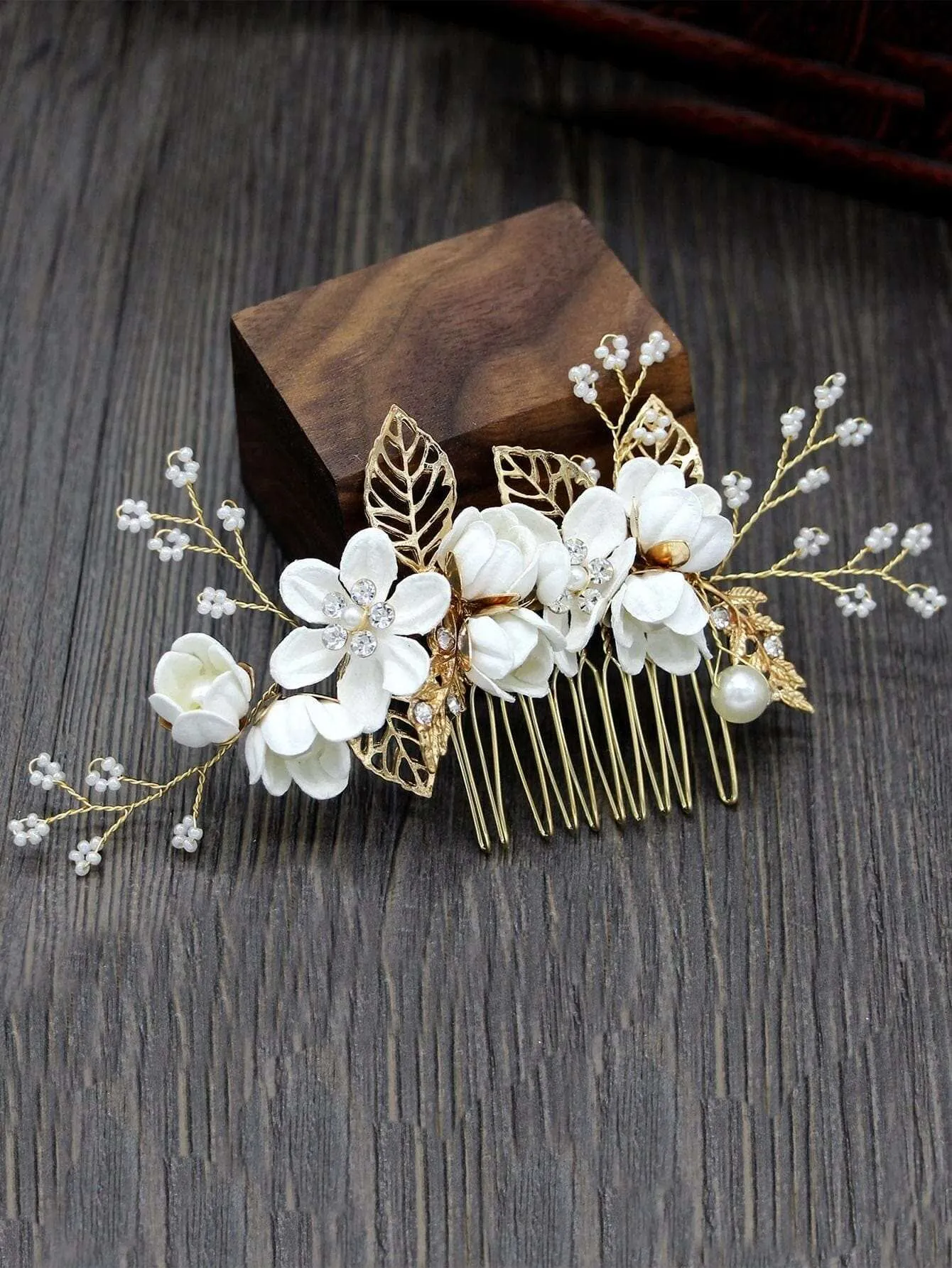 Bridal White Flower 2 PC Hairpin Set, Wedding Fabric Hair Pins, Floral Pearl Wire Hairpiece, Bridesmaid Silk Flower Hairpin 2 PC Set