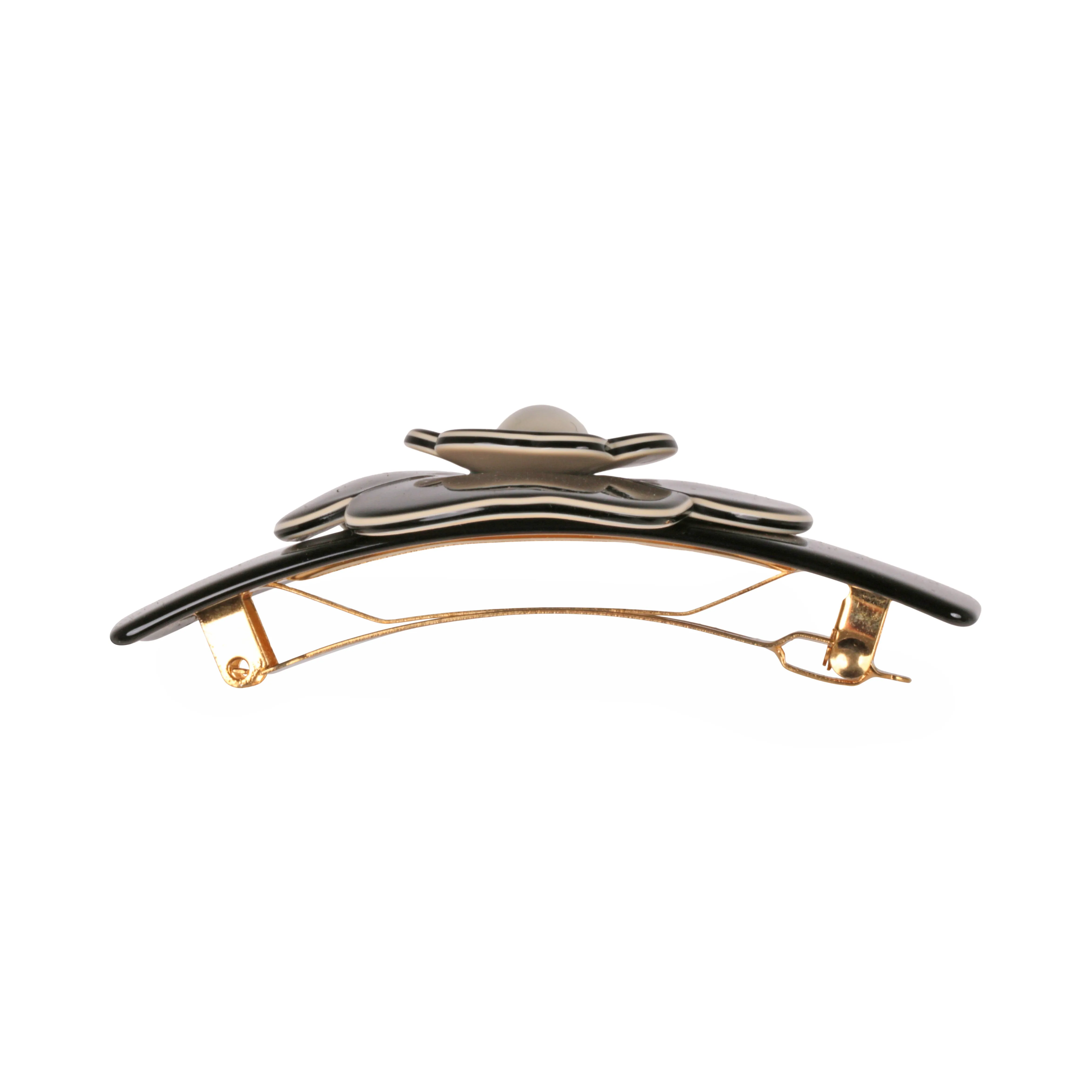 Camellia Pearl Medium Black Hair Clip
